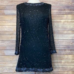 Laurence Kazar Black Dress 100% Silk Dress